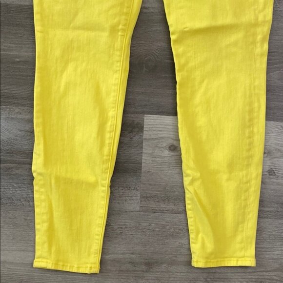 7 For All Mankind Yellow Skinny Jeans 29 Zip Fly Mid Rise Stretch Womens Denim - Picture 7 of 12